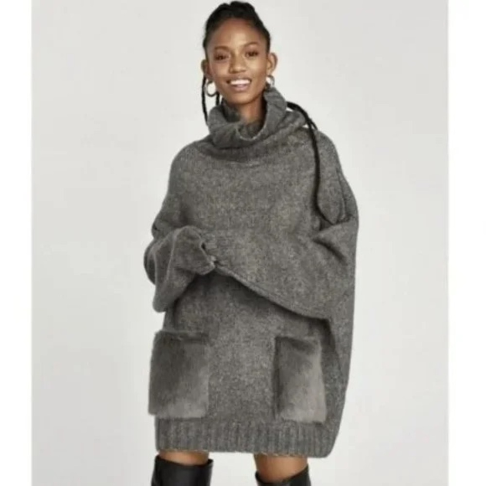 Zara Oversized Chunky Knit Sweater with Pockets